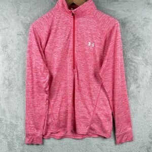 Under Armour HeatGear Tech 1/2 Zip Pullover Womens XL Pink Running Gym Yoga EUC